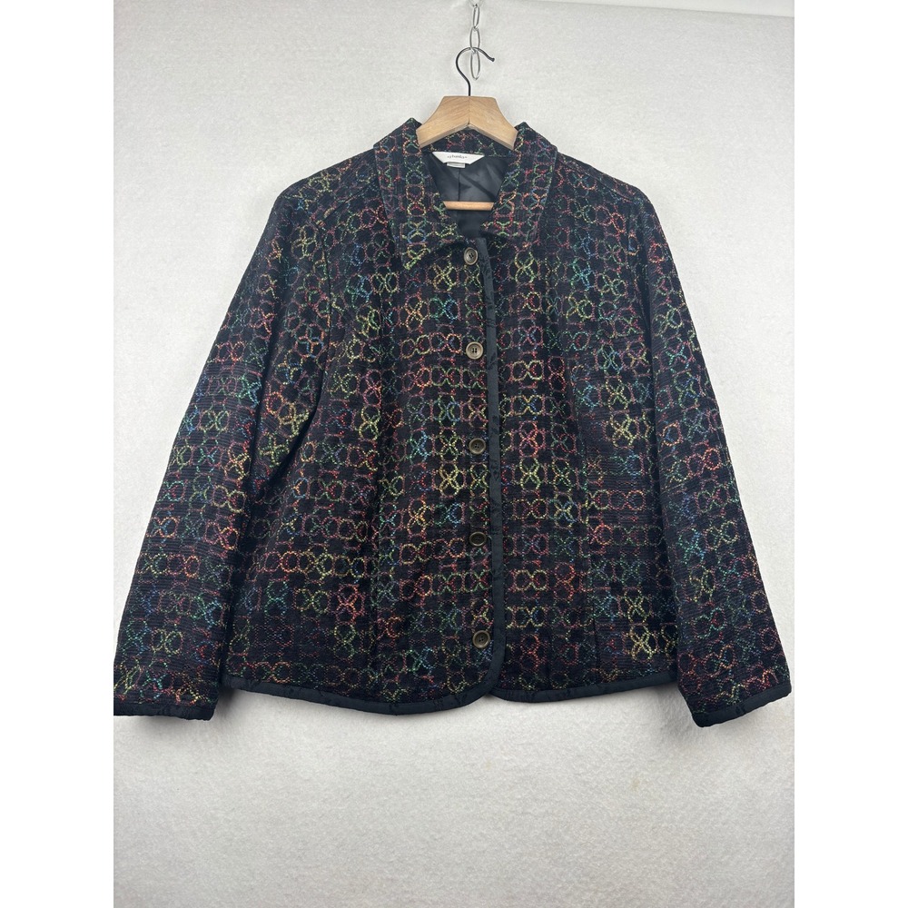 CJ Banks Jacket‎ Womens 1X Textured Rainbow Geometric Artsy Eclectic